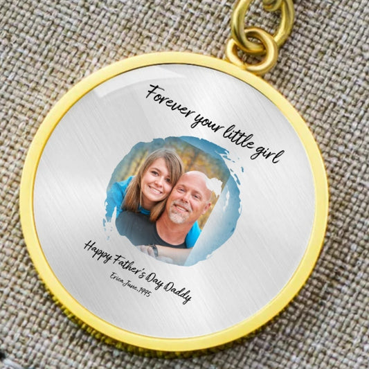 Personalized Father-Daughter Keychain - 'Forever Your Little Girl' with Photo Upload
