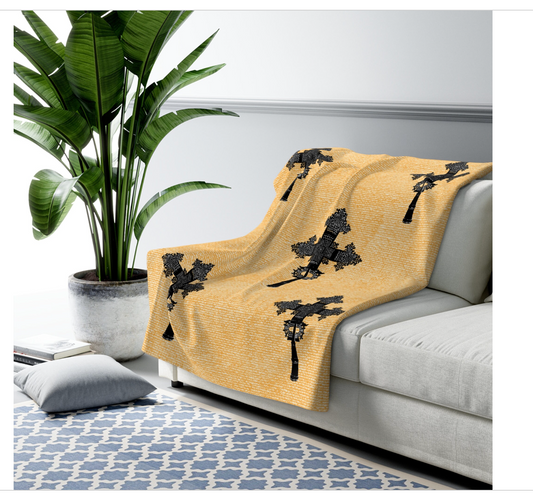 Ethiopian Cross Tilf design Velveteen Plush Blanket| Present, Cute Holiday Gift Idea, Custom Corporate Gift