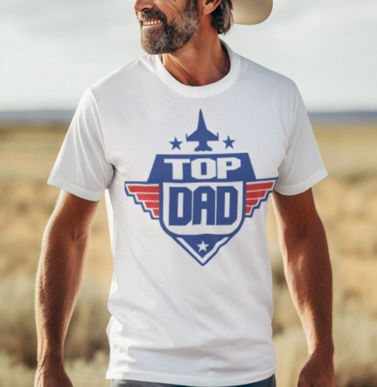 Top Dad" T-Shirt - Exclusive Top Gun Inspired Logo Print for Father's Day