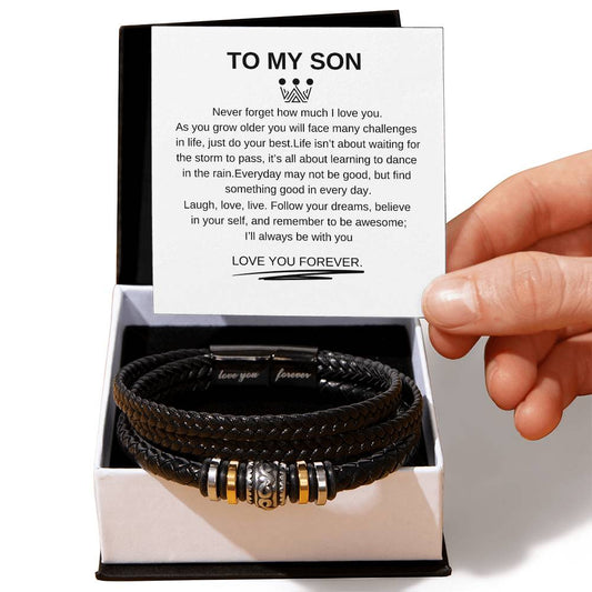 My Son | I Love You Forever | Leather Braided Bracelet