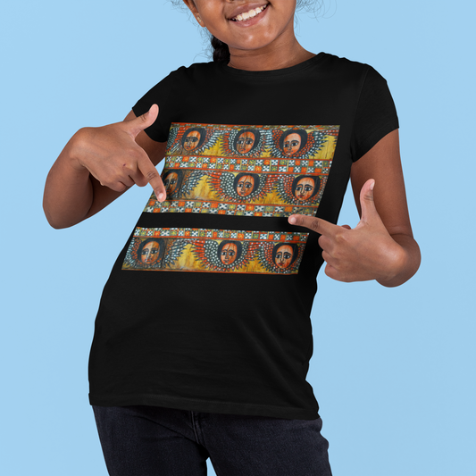 Kids Heavy unisex cotton T-shirt| Ethiopian and Eritrean Cultural Print Unisex T-Shirt: Saba Vibes Edition